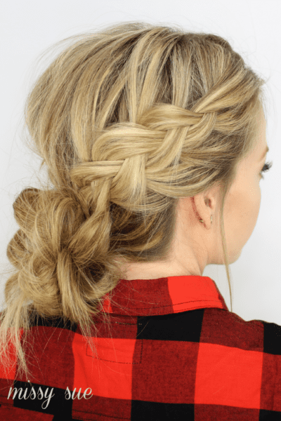 Bun with a Dutch Braid hairstyles