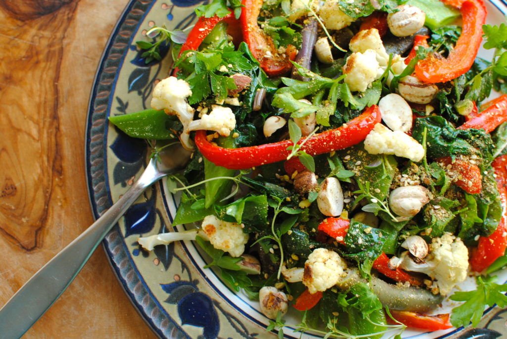 Roasted Cauliflower and Kale Salad
